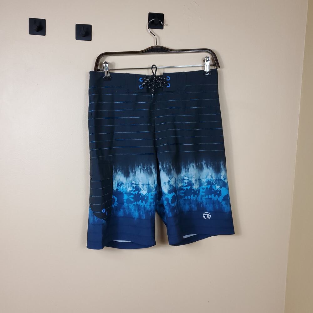 Ocean Current Blue Print Swim Trunks Size 28